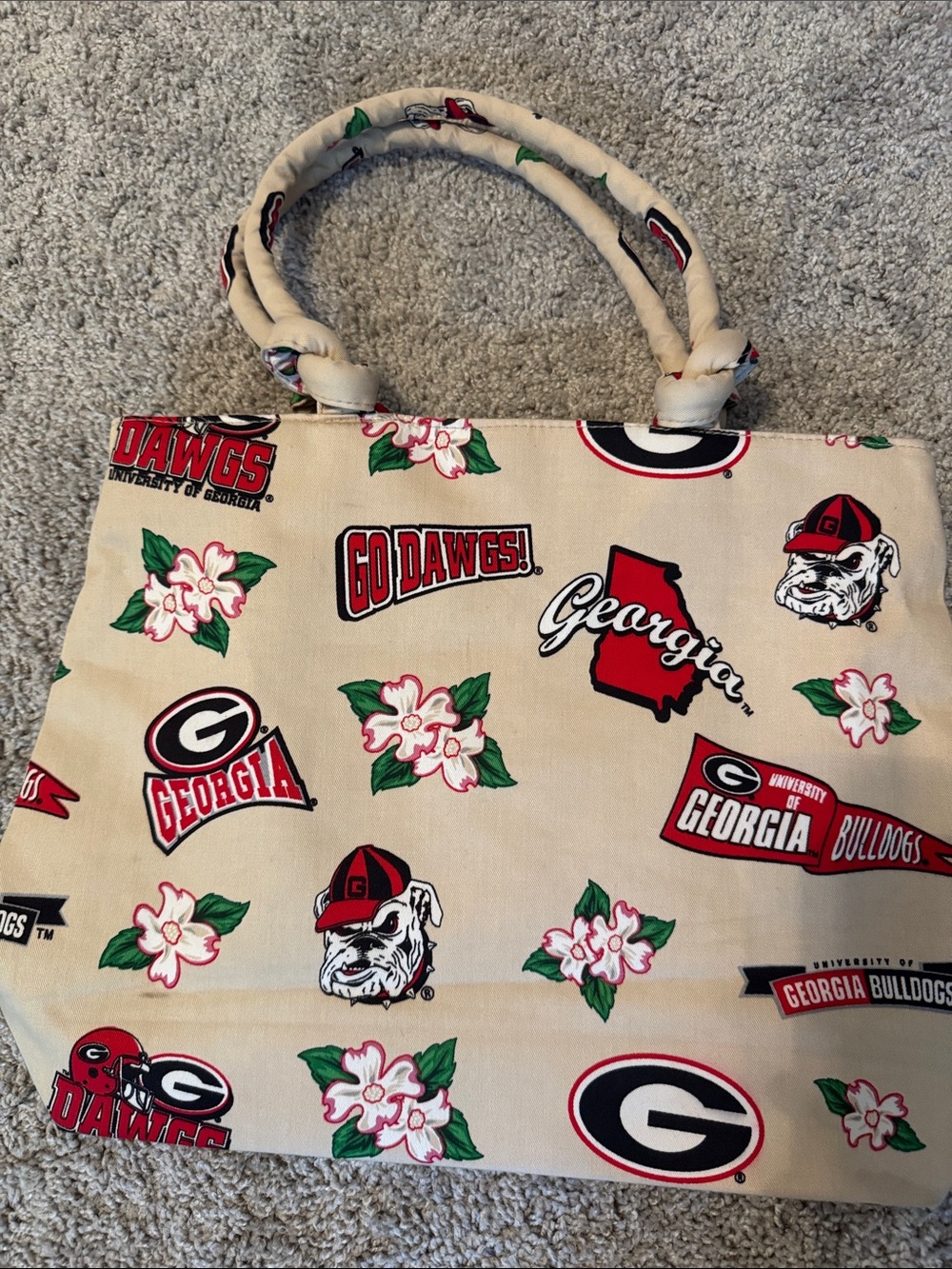 Bulldogs Beige Canvas Tote Bag